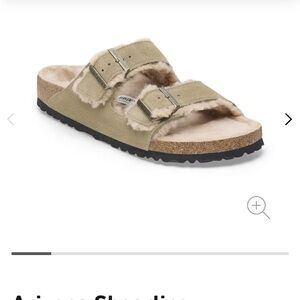 Birkenstock Arizona Shearling Slide Sandal - Olive Green
